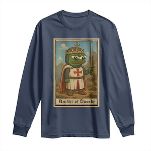 Funny Knight Meme Long Sleeve Shirt Vintage Pepe Frog Templar Crusader Fren Soldier TS10 Navy Print Your Wear