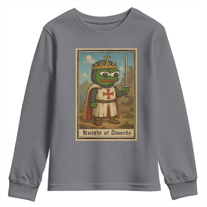 Funny Knight Meme Youth Sweatshirt Vintage Pepe Frog Templar Crusader Fren Soldier TS10 Charcoal Print Your Wear