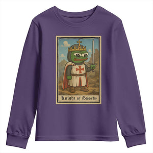 Funny Knight Meme Youth Sweatshirt Vintage Pepe Frog Templar Crusader Fren Soldier TS10 Purple Print Your Wear