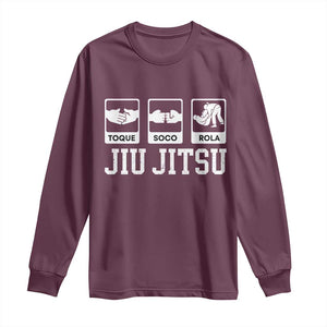Funny BJJ Long Sleeve Shirt Toque Soco Rola Brazilian Jiu Jitsu TS10 Maroon Print Your Wear