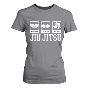 Funny BJJ T Shirt For Women Toque Soco Rola Brazilian Jiu Jitsu TS10 Charcoal Print Your Wear