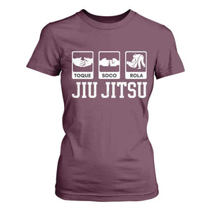 Funny BJJ T Shirt For Women Toque Soco Rola Brazilian Jiu Jitsu TS10 Maroon Print Your Wear