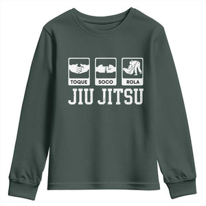Funny BJJ Youth Sweatshirt Toque Soco Rola Brazilian Jiu Jitsu TS10 Dark Forest Green Print Your Wear