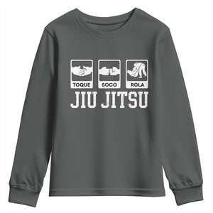 Funny BJJ Youth Sweatshirt Toque Soco Rola Brazilian Jiu Jitsu TS10 Dark Heather Print Your Wear