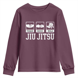 Funny BJJ Youth Sweatshirt Toque Soco Rola Brazilian Jiu Jitsu TS10 Maroon Print Your Wear