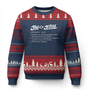 Funny Brazilian Jiu Jitsu Ugly Christmas Sweater Jiujitsu Definition BJJ TS10 Navy Red Print Your Wear