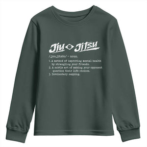 Funny Brazilian Jiu Jitsu Youth Sweatshirt Jiujitsu Definition BJJ TS10 Dark Forest Green Print Your Wear