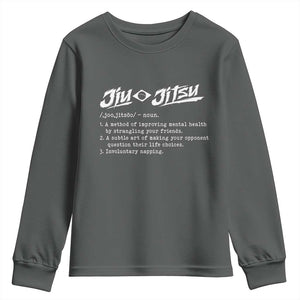 Funny Brazilian Jiu Jitsu Youth Sweatshirt Jiujitsu Definition BJJ TS10 Dark Heather Print Your Wear