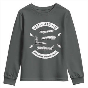 Vintage Jiu Jitsu Youth Sweatshirt Armlocks and Leglocks BJJ Grappling Fans TS10 Dark Heather Print Your Wear