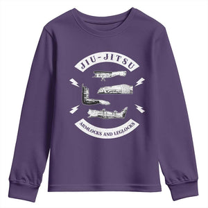 Vintage Jiu Jitsu Youth Sweatshirt Armlocks and Leglocks BJJ Grappling Fans TS10 Purple Print Your Wear