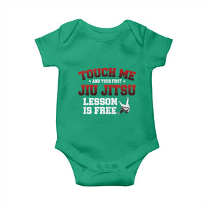 Brazilian BJJ Baby Onesie Touch Me First Jiu Jitsu Lesson Is Free TS10 Irish Green Print Your Wear