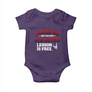 Brazilian BJJ Baby Onesie Touch Me First Jiu Jitsu Lesson Is Free TS10 Purple Print Your Wear