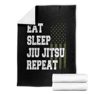 Eat Sleep Jiu Jitsu Repeat Throw Blanket Cool JiuJitsu BJJ American Flag TS10 Black Print Your Wear