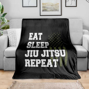 Eat Sleep Jiu Jitsu Repeat Throw Blanket Cool JiuJitsu BJJ American Flag TS10 Print Your Wear