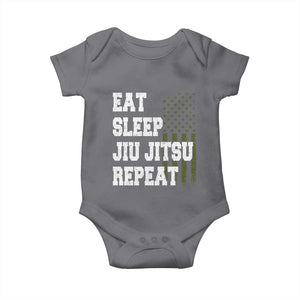 Eat Sleep Jiu Jitsu Repeat Baby Onesie Cool JiuJitsu BJJ American Flag TS10 Charcoal Print Your Wear