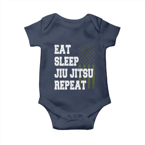 Eat Sleep Jiu Jitsu Repeat Baby Onesie Cool JiuJitsu BJJ American Flag TS10 Navy Print Your Wear