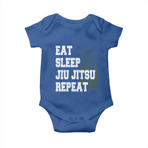 Eat Sleep Jiu Jitsu Repeat Baby Onesie Cool JiuJitsu BJJ American Flag TS10 Royal Blue Print Your Wear