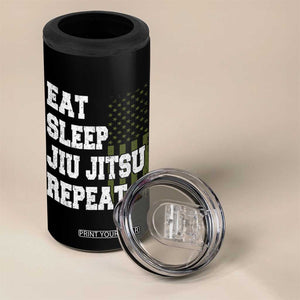 Eat Sleep Jiu Jitsu Repeat 4 in 1 Can Cooler Tumbler Cool JiuJitsu BJJ American Flag TS10 Print Your Wear