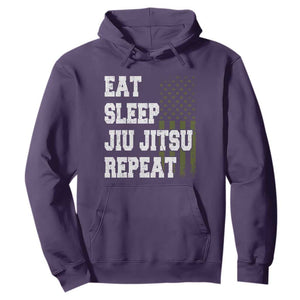Eat Sleep Jiu Jitsu Repeat Hoodie Cool JiuJitsu BJJ American Flag TS10 Purple Print Your Wear