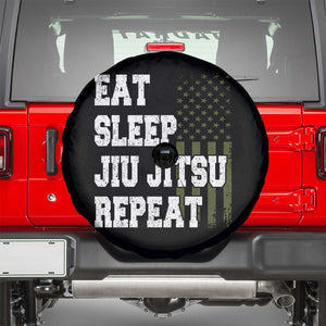 Eat Sleep Jiu Jitsu Repeat Spare Tire Cover Cool JiuJitsu BJJ American Flag TS10 Black Print Your Wear