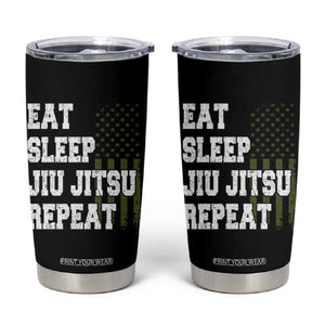 Eat Sleep Jiu Jitsu Repeat Tumbler Cup Cool JiuJitsu BJJ American Flag TS10 Black Print Your Wear