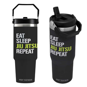 Eat Sleep Jiu Jitsu Repeat Flip Straw Tumbler Cool JiuJitsu BJJ TS10 One Size: 30 oz Black Print Your Wear