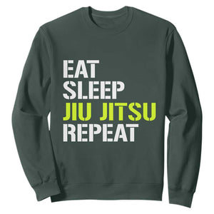 Eat Sleep Jiu Jitsu Repeat Sweatshirt Cool JiuJitsu BJJ TS10 Dark Forest Green Print Your Wear