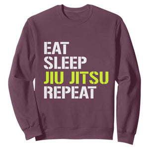 Eat Sleep Jiu Jitsu Repeat Sweatshirt Cool JiuJitsu BJJ TS10 Maroon Print Your Wear