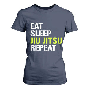 Eat Sleep Jiu Jitsu Repeat T Shirt For Women Cool JiuJitsu BJJ TS10 Navy Print Your Wear