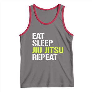 Eat Sleep Jiu Jitsu Repeat Tank Top Cool JiuJitsu BJJ TS10 Deep Heather Red Print Your Wear