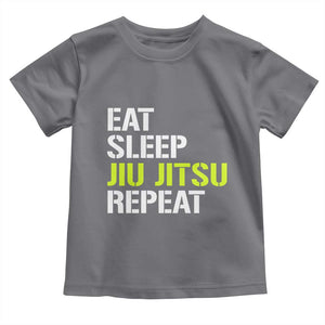 Eat Sleep Jiu Jitsu Repeat Toddler T Shirt Cool JiuJitsu BJJ TS10 Charcoal Print Your Wear
