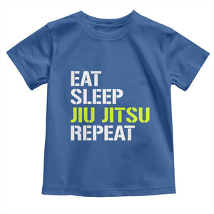Eat Sleep Jiu Jitsu Repeat Toddler T Shirt Cool JiuJitsu BJJ TS10 Royal Blue Print Your Wear