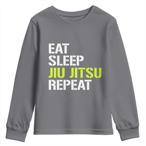 Eat Sleep Jiu Jitsu Repeat Youth Sweatshirt Cool JiuJitsu BJJ TS10 Charcoal Print Your Wear