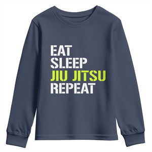 Eat Sleep Jiu Jitsu Repeat Youth Sweatshirt Cool JiuJitsu BJJ TS10 Navy Print Your Wear