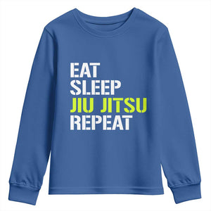 Eat Sleep Jiu Jitsu Repeat Youth Sweatshirt Cool JiuJitsu BJJ TS10 Royal Blue Print Your Wear