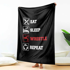 Eat Sleep Wrestle Repeat Throw Blanket Funny Wrestling Gym TS10 Print Your Wear