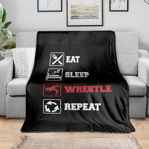 Eat Sleep Wrestle Repeat Throw Blanket Funny Wrestling Gym TS10 Print Your Wear