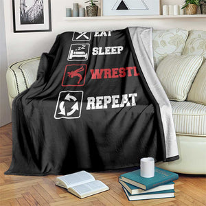 Eat Sleep Wrestle Repeat Throw Blanket Funny Wrestling Gym TS10 Print Your Wear
