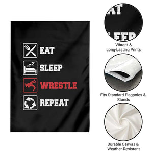 Eat Sleep Wrestle Repeat Garden Flag Funny Wrestling Gym TS10 Print Your Wear