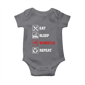 Eat Sleep Wrestle Repeat Baby Onesie Funny Wrestling Gym TS10 Charcoal Print Your Wear