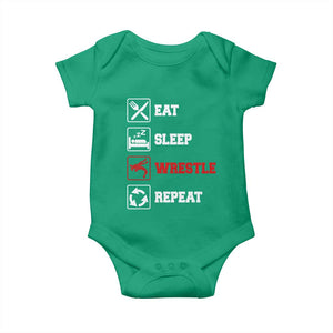 Eat Sleep Wrestle Repeat Baby Onesie Funny Wrestling Gym TS10 Irish Green Print Your Wear