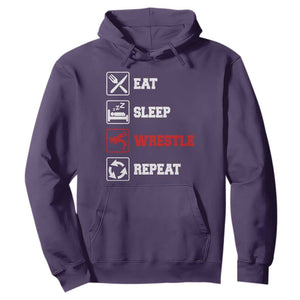Eat Sleep Wrestle Repeat Hoodie Funny Wrestling Gym TS10 Purple Print Your Wear