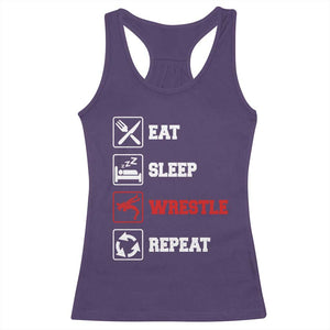 Eat Sleep Wrestle Repeat Racerback Tank Top Funny Wrestling Gym TS10 Purple Print Your Wear