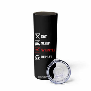 Eat Sleep Wrestle Repeat Skinny Tumbler Funny Wrestling Gym TS10 Print Your Wear