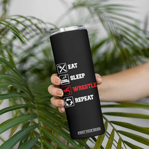 Eat Sleep Wrestle Repeat Skinny Tumbler Funny Wrestling Gym TS10 Print Your Wear