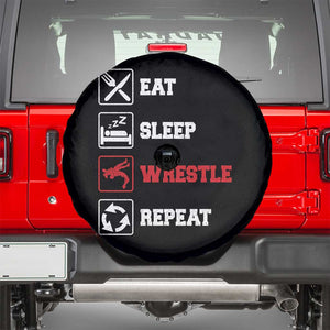 Eat Sleep Wrestle Repeat Spare Tire Cover Funny Wrestling Gym TS10 Black Print Your Wear
