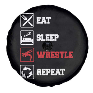 Eat Sleep Wrestle Repeat Spare Tire Cover Funny Wrestling Gym TS10 Print Your Wear