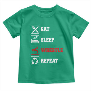 Eat Sleep Wrestle Repeat Toddler T Shirt Funny Wrestling Gym TS10 Irish Green Print Your Wear