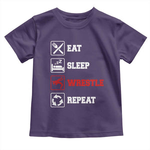 Eat Sleep Wrestle Repeat Toddler T Shirt Funny Wrestling Gym TS10 Purple Print Your Wear