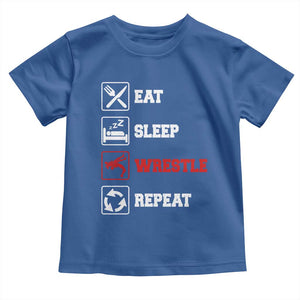 Eat Sleep Wrestle Repeat Toddler T Shirt Funny Wrestling Gym TS10 Royal Blue Print Your Wear